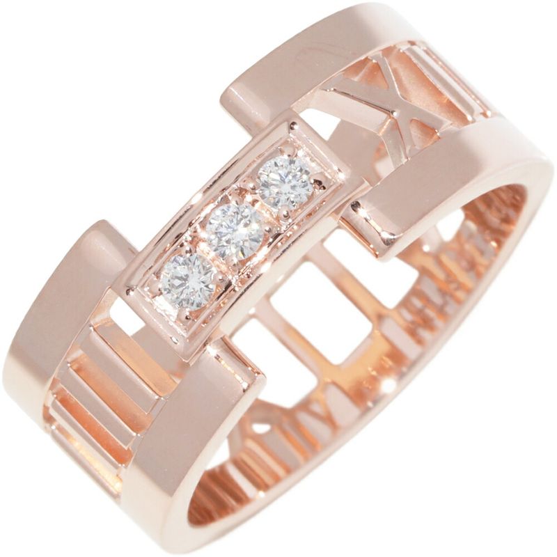 Tiffany & Co Ring 18K Pink Gold Diamond 3P Open Atlas Ring