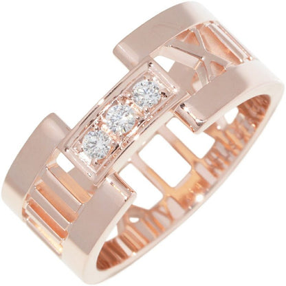 Tiffany & Co Ring 18K Pink Gold Diamond 3P Open Atlas Ring