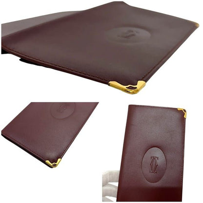 Cartier Bifold Wallet Bordeaux Burgundy Must Wallets Excellent Condition Leather