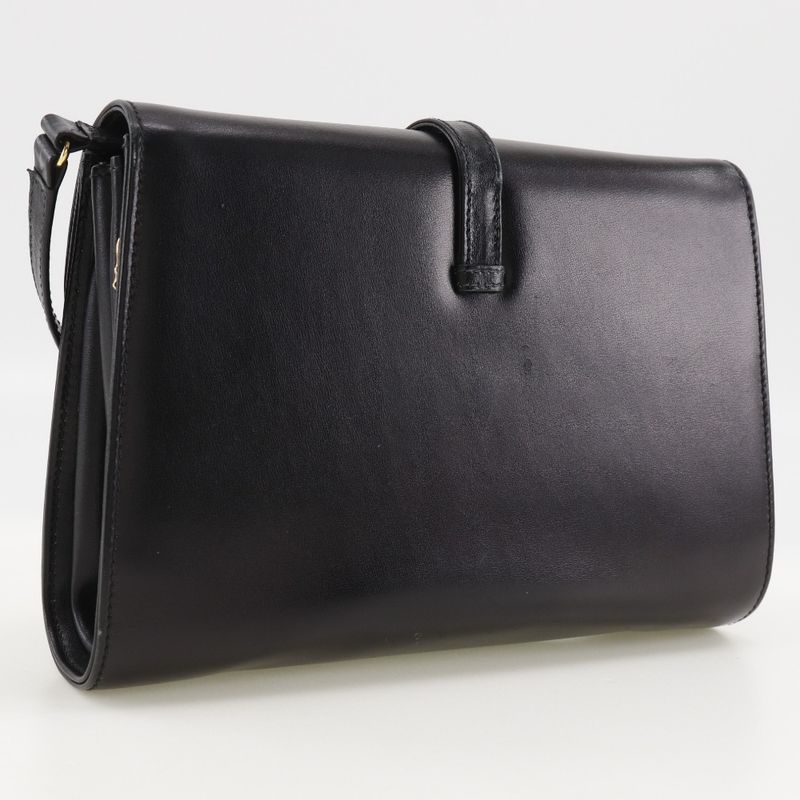 Gucci Old Gucci 2WAY Clutch Calf Black Ladies Shoulder Bag