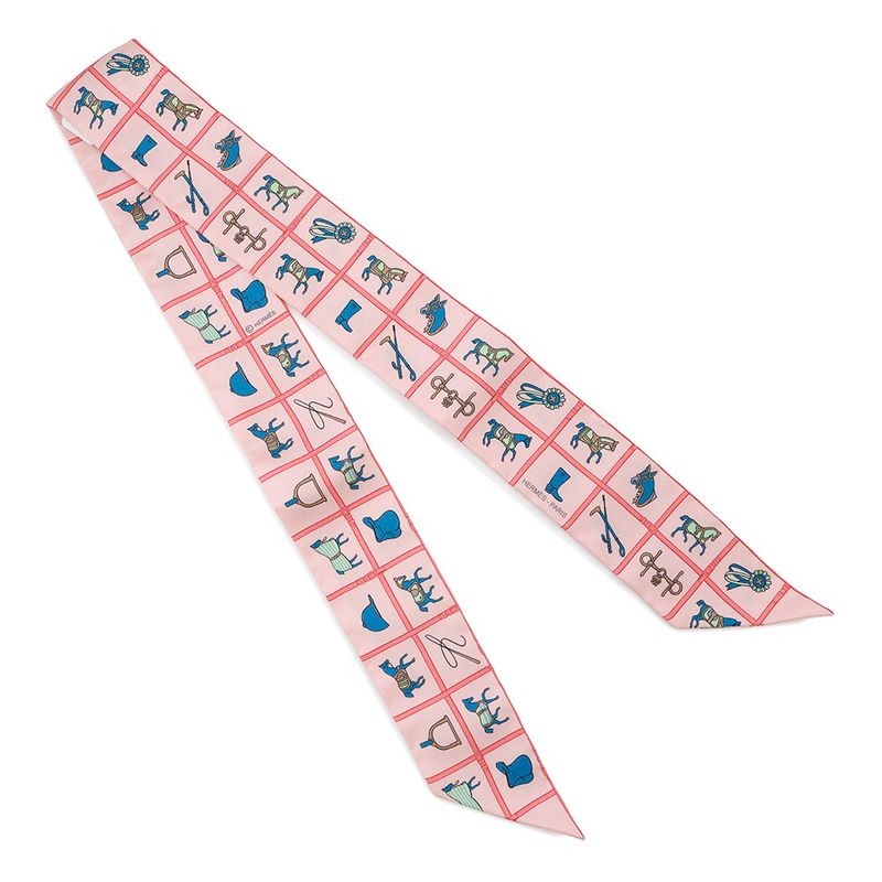 Hermes Scarf Twill Horsewear Couvertures Et Tenues de Jour Silk Rose Blue Veil
