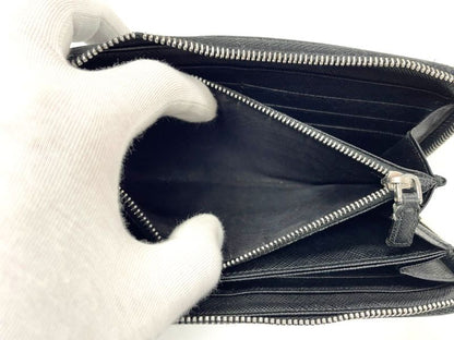 Prada Saffiano Leather Round Zipper Long Wallet Long Wallet Black Made In Italy