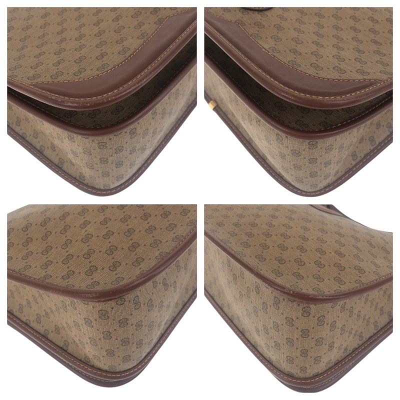 Gucci Old Gucci Sherry Line Brown Gold Hardware Leather 001 103 0551 Shoulder