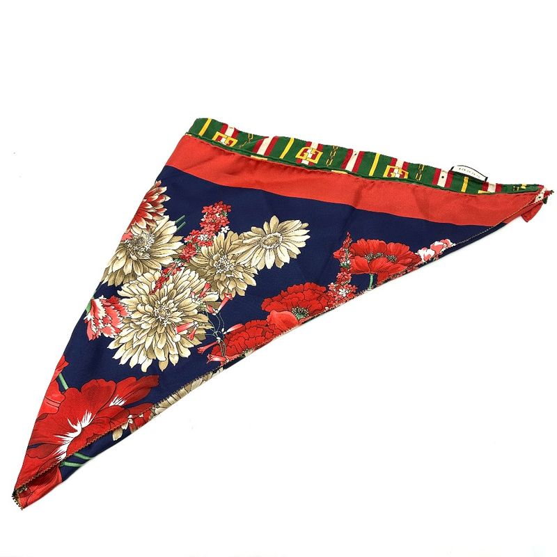 Gucci Scarf Floral All Over Flora Flowers Triangle Silk Multicolor