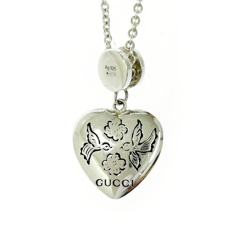 Gucci Silver Colored Stone Blinds for Love Necklace 10.5g 925 Engraved 469718