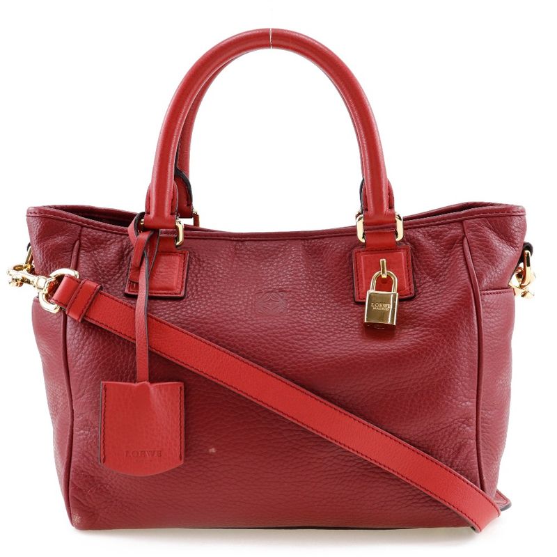 Loewe 2WAY Shoulder PIEL Vacuna Cowhide 318.32c86 Leather Red Ladies Handbag