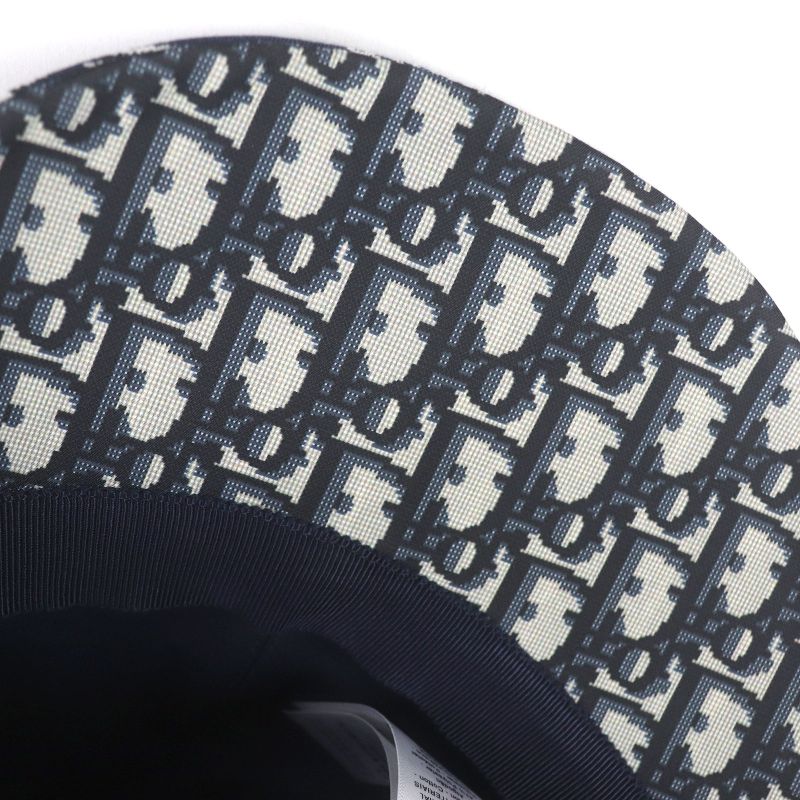 Christian DIOR 14che921i134 Checked Lined Oblique Hat Baseball Cap Navy 57