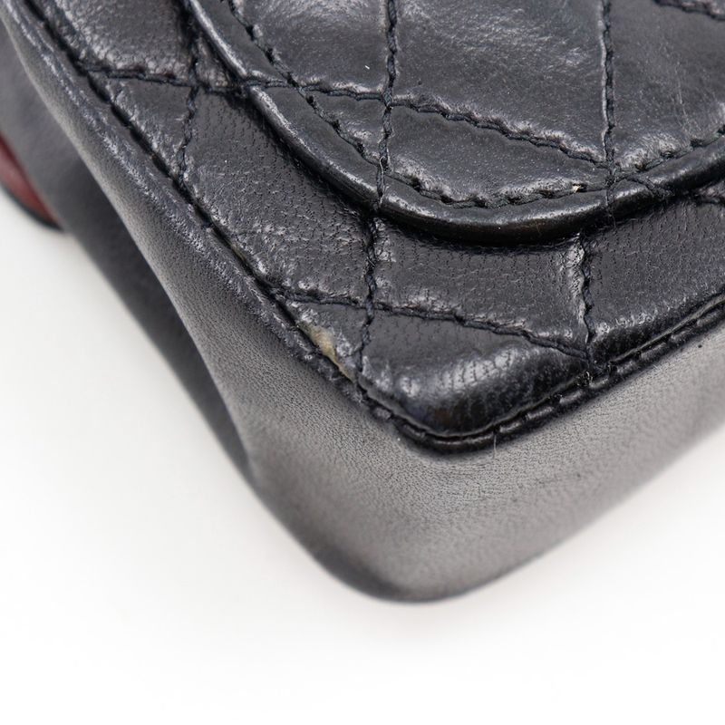 Chanel Chain Pochette Micro Matelasse Rare Vintage Lambskin Black Women's Waist