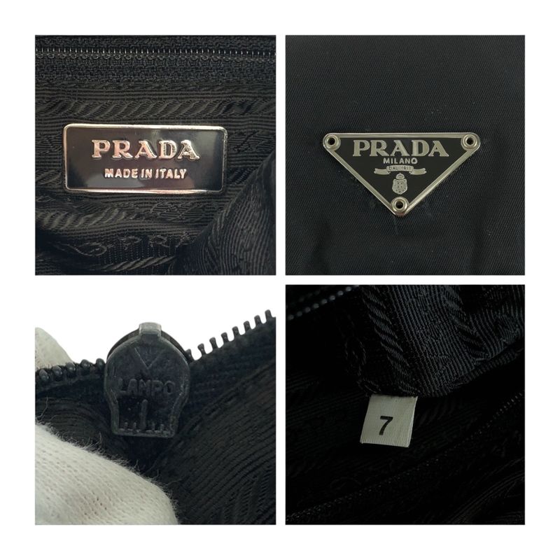 Prada Tessuto Triangle Logo Plate Black Silver Hardware Nylon Bt0173 Shoulder