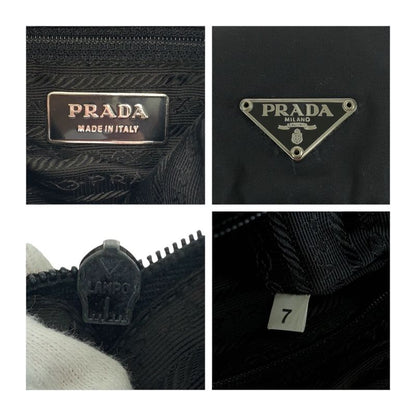 Prada Tessuto Triangle Logo Plate Black Silver Hardware Nylon Bt0173 Shoulder