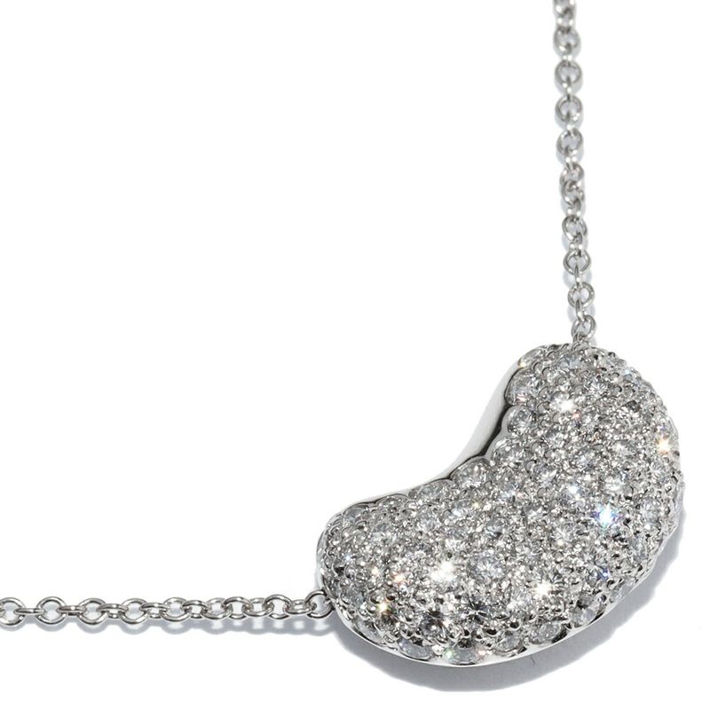 Tiffany & Co Pendant Necklace Pt950 Pave Diamond Elsa Peretti Beans Pendant