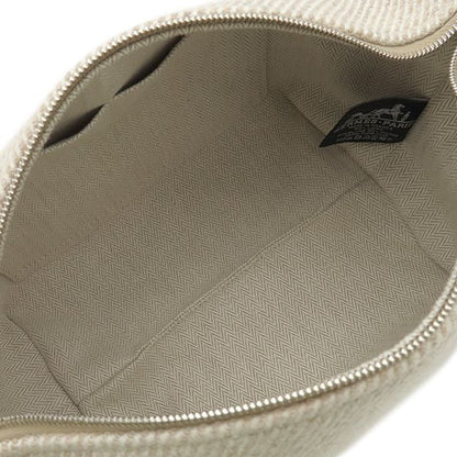 Hermes Pouch Brid a Black Au Carré PM Wool Sègre Silver Hardware Handbag Vanity