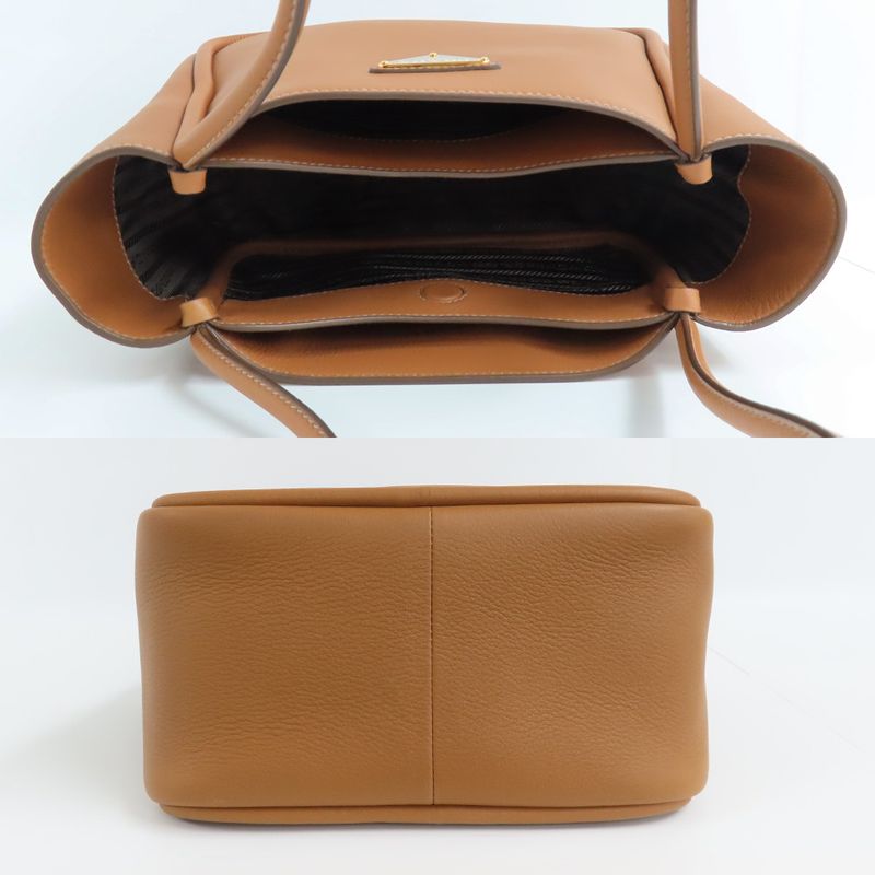 Prada Mini Tote Bag 1bg539 Shoulder - Soft Grain Leather Camel