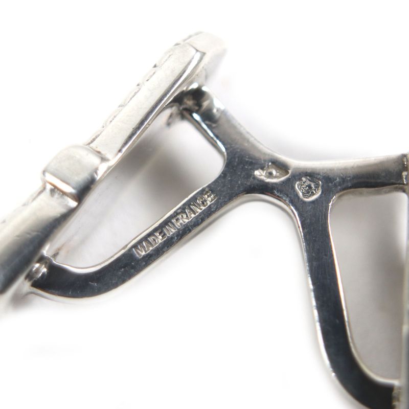 Hermes Vintage Belt Motif Cufflinks Button Cufflinks Silver Made In France