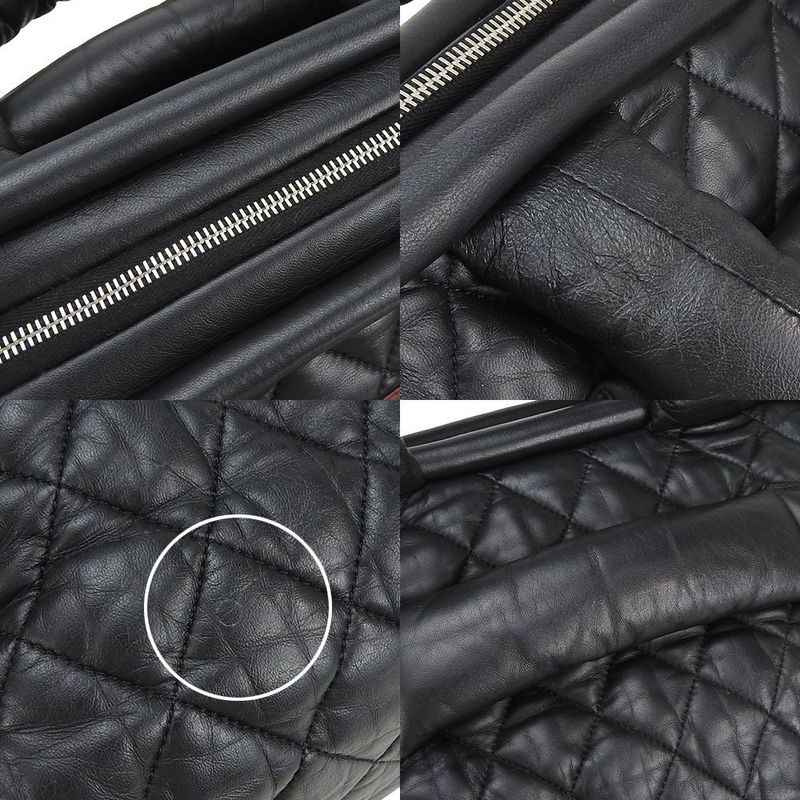 Chanel Tote Bag Boston Coco Cocoon 13th Black Bordeaux Leather Quilted Usual
