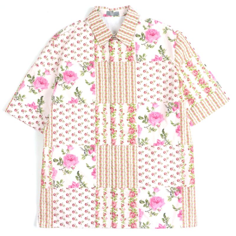  DIOR Homme 293c517a5679 100% Cotton Floral Print Short Sleeve Pink 38 Made In