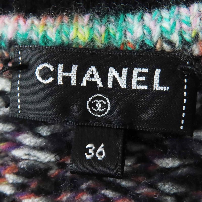 CHANEL P72935 Cashmere Silk Blend Gripore Button MIX Knit Tunic/dress Multi 36