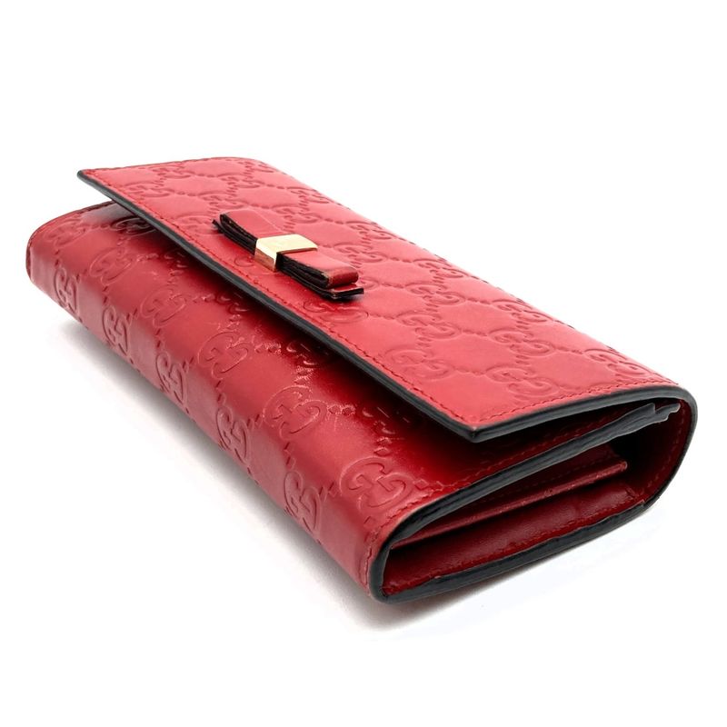 Gucci 388679 Guccissima Wallet Leather Red Women's Fashion Accessories