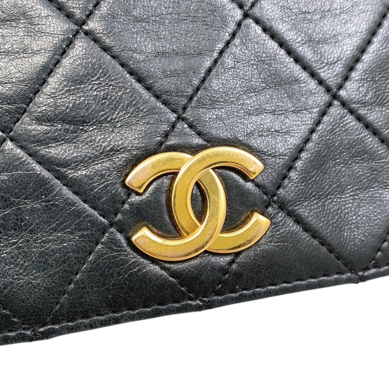 Chanel Shoulder Bag Matelasse Lambskin Coco Mark Chain Vintage Black Gold