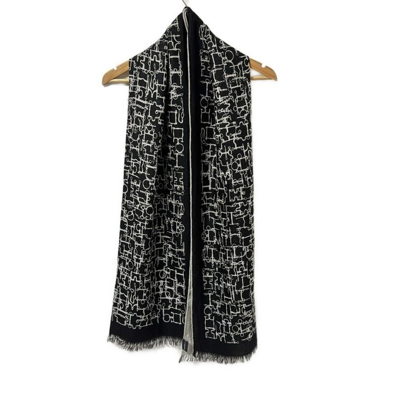 Hermes Scarf - Black And Gray Cashmere Silk