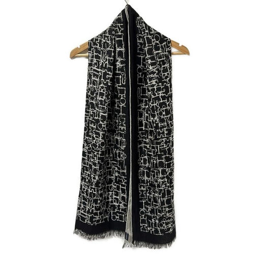 Hermes Scarf - Black And Gray Cashmere Silk