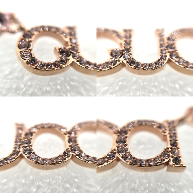 Gucci 774693 Logo Necklace 462cm (1819in) Long Crystal Script Logo Antique Pink