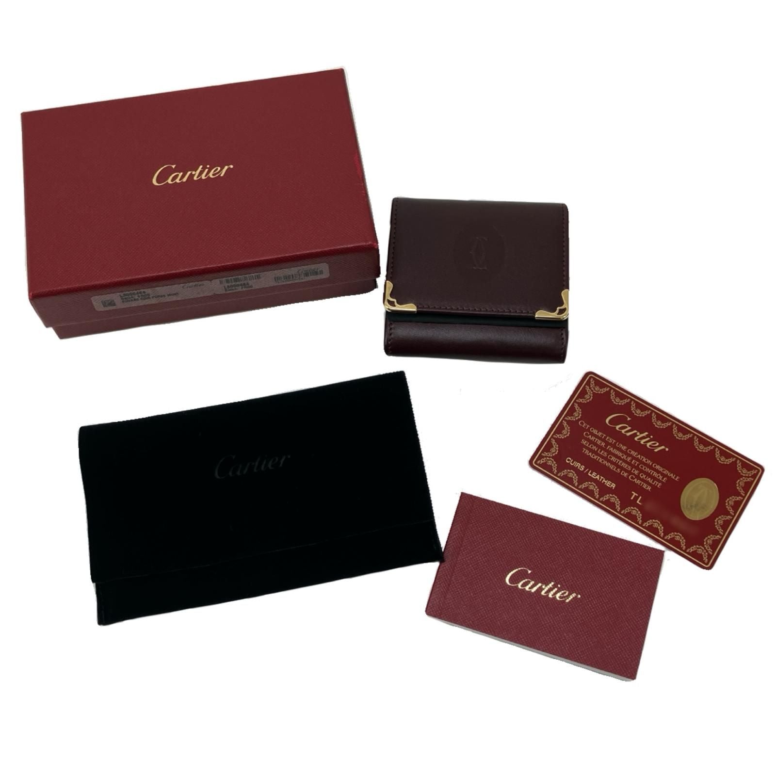 Cartier Mustline Leather Coin Case Bordeaux