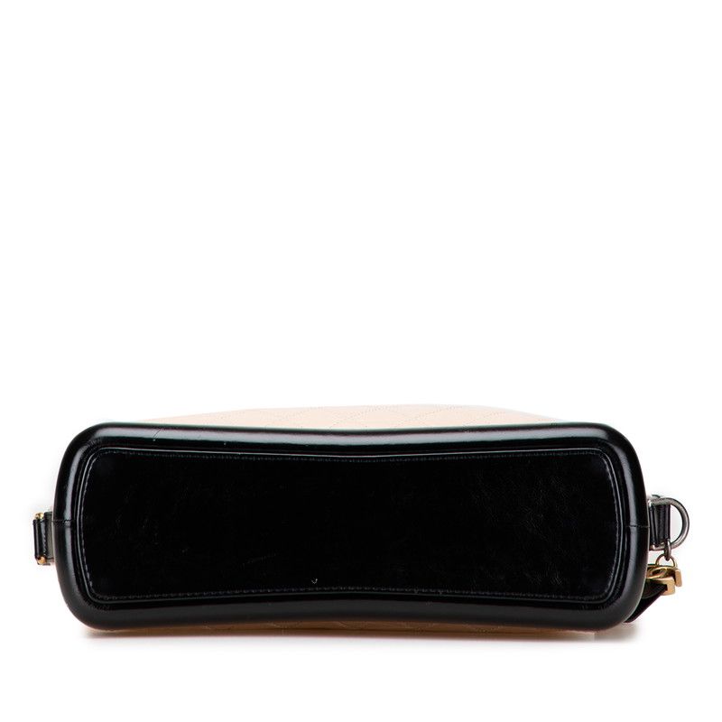 Chanel Gabrielle Coco Mark Handbag Shoulder Bag 2WAY Beige Black Lambskin Women
