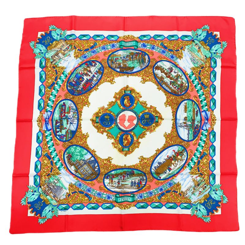 Hermes Carre 90 L'entente Cordiale French-english Alliance Red X Multicolor
