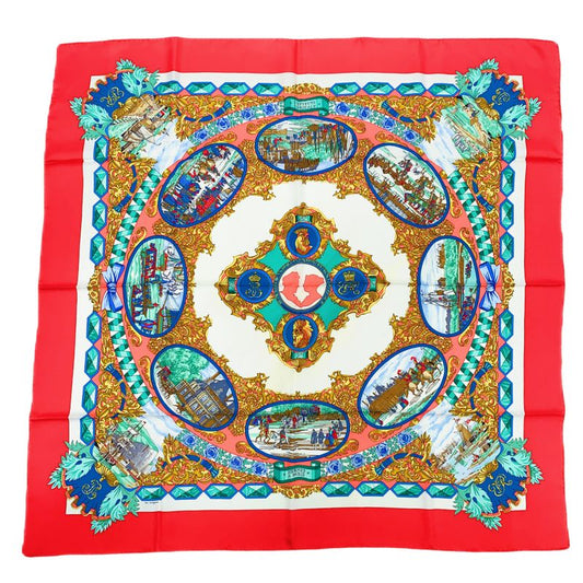 Hermes Carre 90 L'entente Cordiale French-english Alliance Red X Multicolor