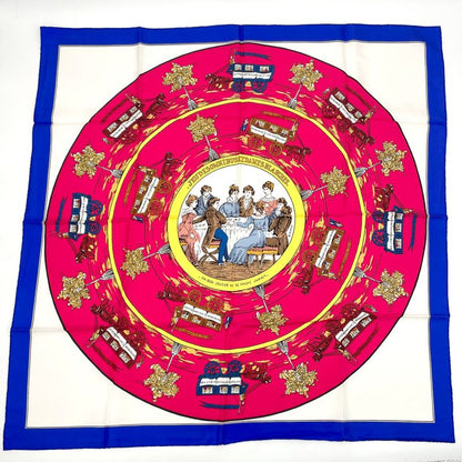 Hermes Scarf Carre 90 JEU DES Omnibus ET Dames Blanches Omnibus And The Lady's