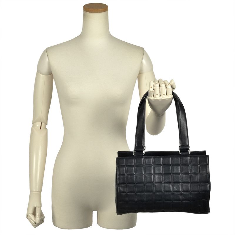 Chanel Chocobar Handbag Lambskin Navy Silver Hardware 7 Digit 7s Ladies