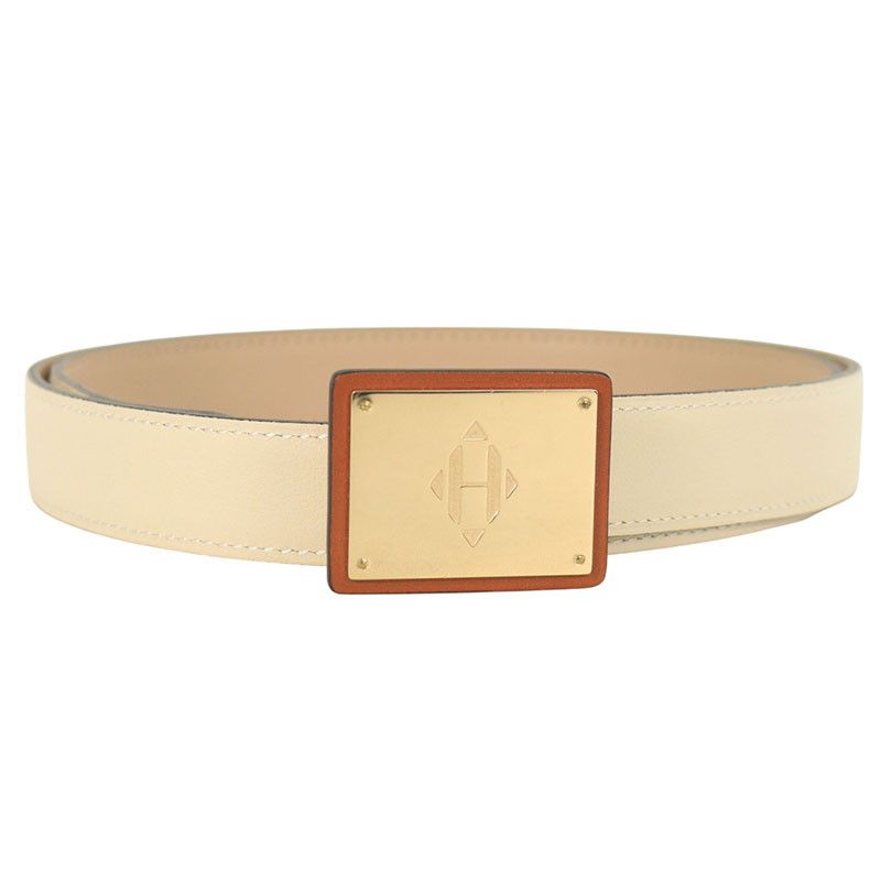 Hermes □R Engraved Reversible Leather Belt Men 90