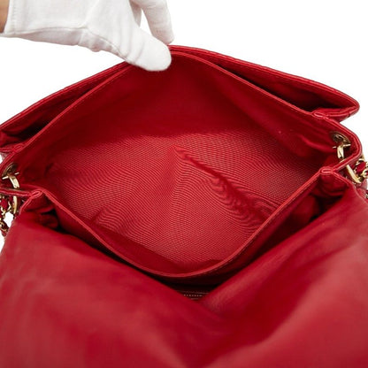 Dior Cannage Chain Shoulder Bag Handbag Red Leather Women's Dior