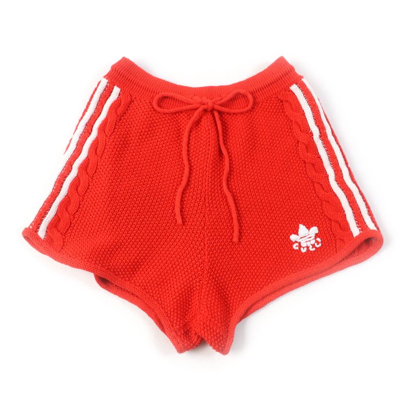Gucci Adidas 22AW 693835 Linen Cotton Blend Trefoil Embroidered Knit Shorts