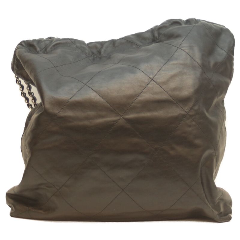 Chanel As3262 Black Shiny Calf Svhardware Chanel 22 Large Shoulder Bag Silver