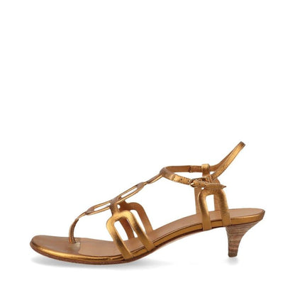 Hermes Leather Belt Sandals Women's 36 Gold Made In Italy