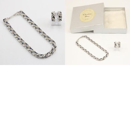 [dior] Christian Dior Earring Set Vintage Metal And Rhinestone Silver Ladies