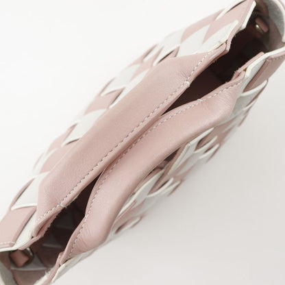 Loewe Woven Basket Small 2WAY Shoulder Calf Pink/white Women's Handbag