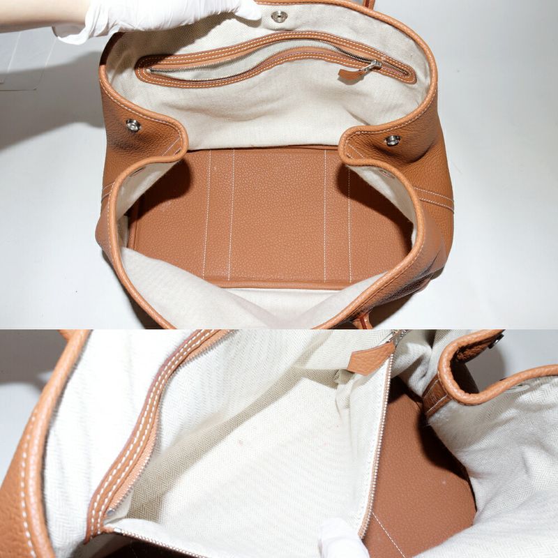Hermes Tote Handbag Garden Party PM 36 Negonda Gold Silver Hardware
