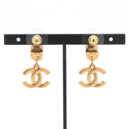 Chanel Earrings Earring Gold Coco Mark Rhinestone Half Hoop