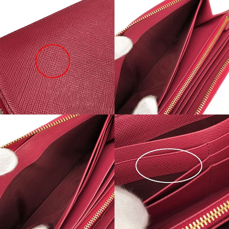 Prada 1ml506 Round Zipper Long Wallet Saffiano Metal Peonia Pinkish PINK