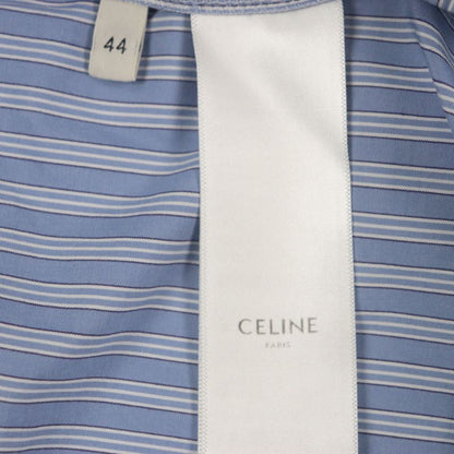 Celine 2p01a870v 100% Cotton Stripe Poplin Triomphe Embroidered Logo Button