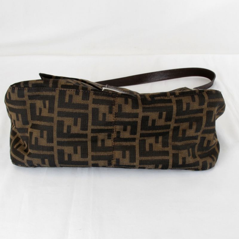Fendi Zucca Mamma Bucket Shoulder Bag Canvas Brown