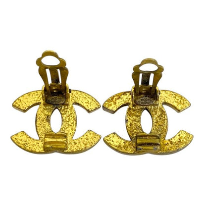 Chanel Earring 01A Coco Mark Faux Pearl Gold GP Accessories Jewelry Chanel