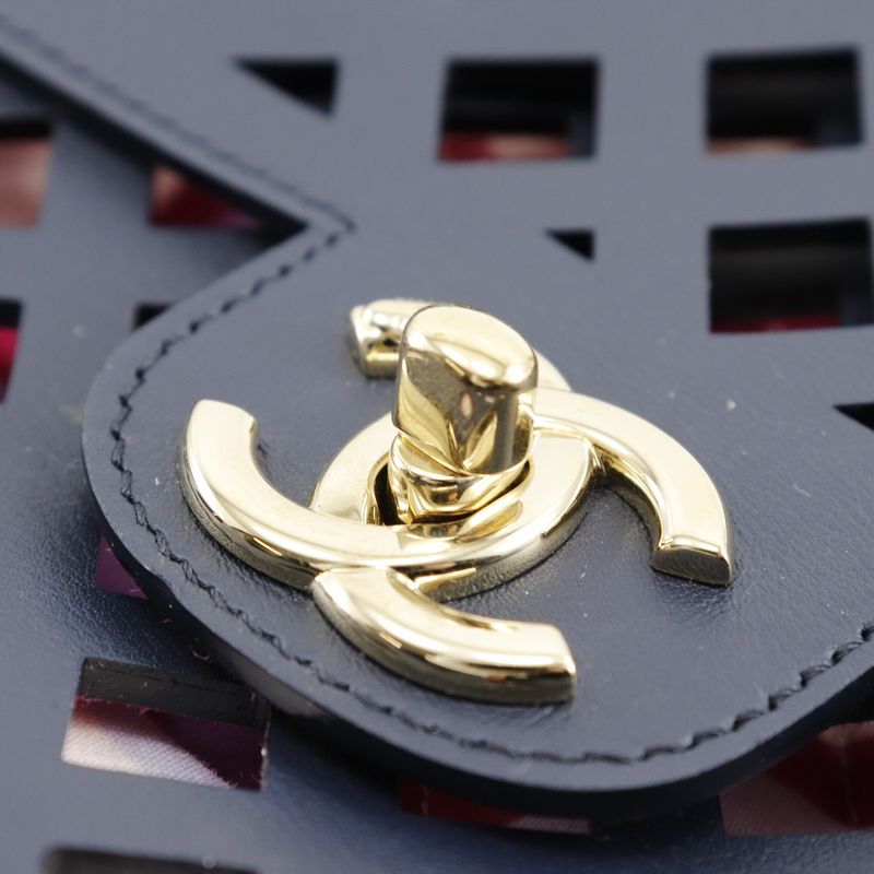 Chanel Chain Shoulder Perforated As2376 Calf Navy Blue Ladies Shoulder Bag