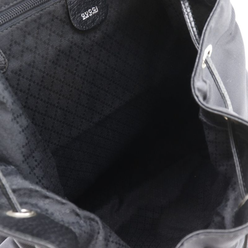 Gucci 019.2058.0173.5 Nylon Canvas And Leather Black Ladies Backpack/daypack