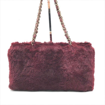 Chanel CC Logo Lapin Chain Shoulder Bag Wine Red Gold Vintage