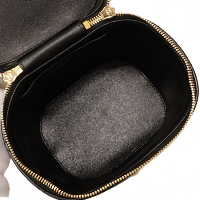 Chanel Vanity Bag Matelasse Lambskin Black Chien Pan Gold Hardware 2way Bag