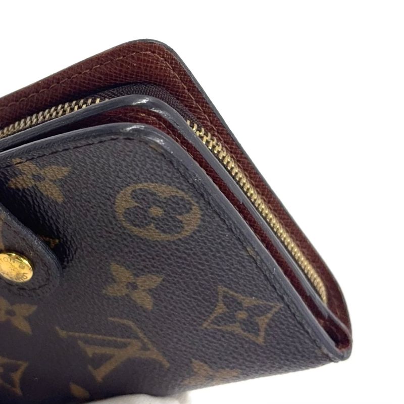 Louis Vuitton Compact Zip Monogram PVC Brown Bifold Wallet Gold M61667
